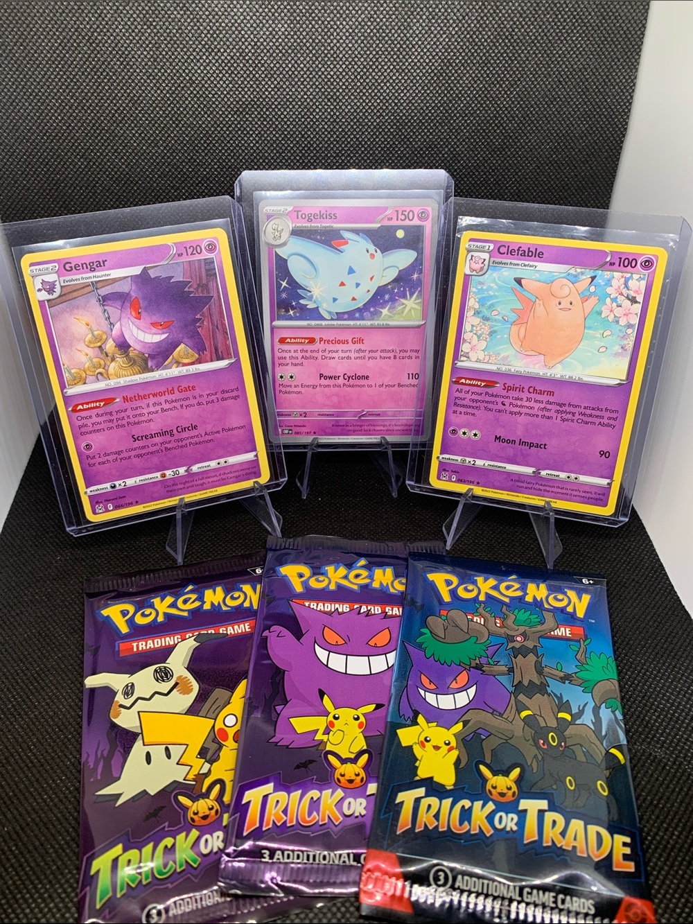 Pokémon Rare Psychic Gengar/Togekiss/Clefable Set + 3 Sealed Card Packs